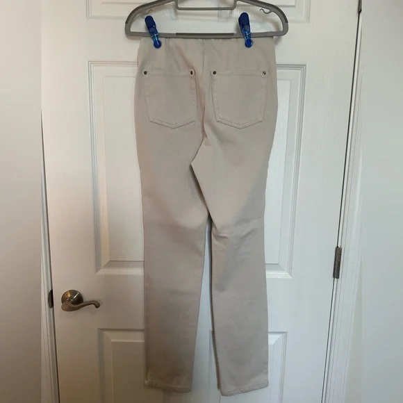 NWOT Belle by Kim Gravel Cream Straight Leg Knit Pants - Picture 3 of 6